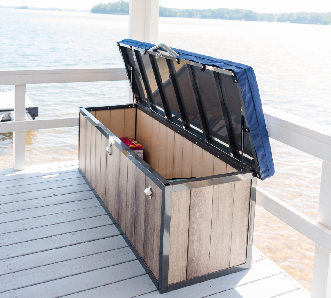 Dock box for lockable deck storage