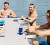 Hangout with friends using the dock side swimstool