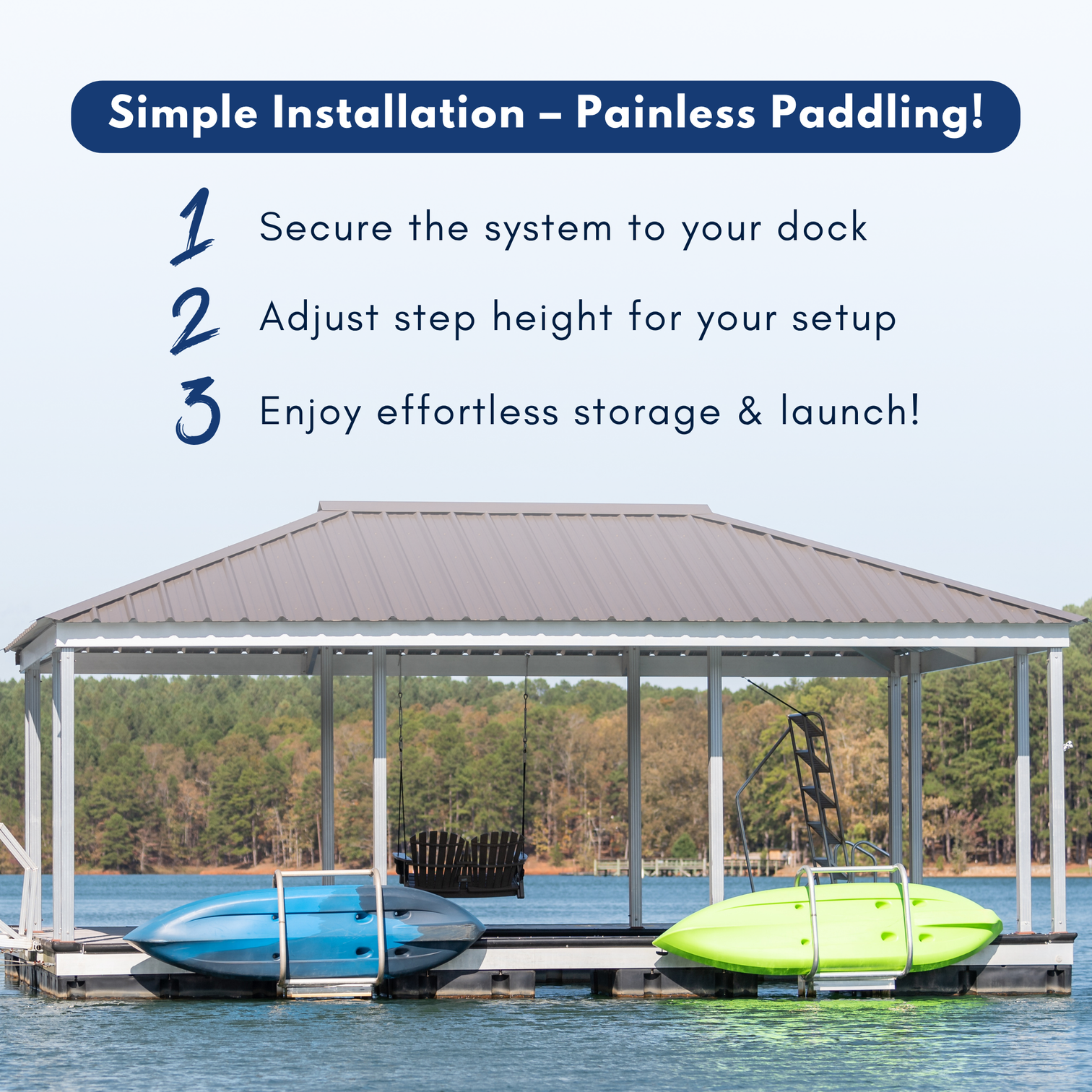 Kayak Storage & Launch System for Docks | LakeEze Stow & Go